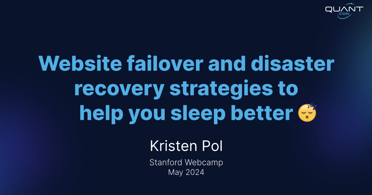 Prepare for disaster recovery at Stanford Webcamp 2024