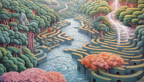 River flowing through a maze v25